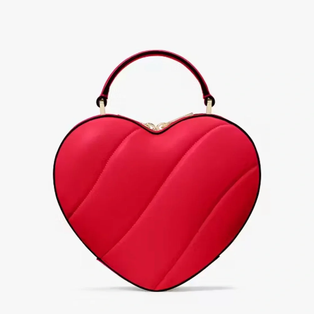 Kate Spade Love Shack Quilted 3D Heart Crossbody Ruby Red